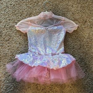 Girls pink sequin dance costume A Wish Come True ISC